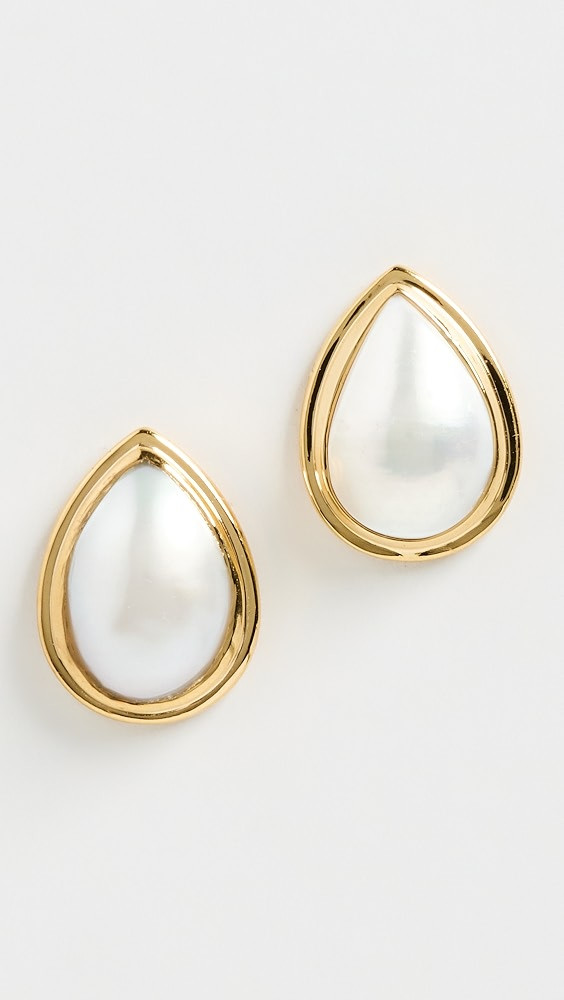 Pear Pearl Bezel Stud Earrings | Shopbop
