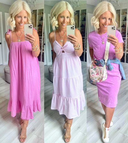 Here are three new dresses from @walmartfashion that I’m loving for summer!!!!! #ad #walmartfashion I’m a big fan of pink but don’t worry if it’s not your color…they each come in several colors!!!!! 
⬇️⬇️⬇️
Sizes left to right 👉🏻 XS, small, small


#LTKstyletip #LTKFind #LTKunder50