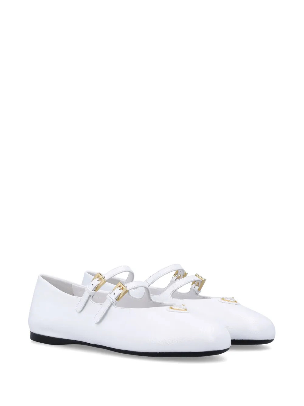 Prada triangle-logo Ballet Shoes | White | FARFETCH UK | Farfetch Global