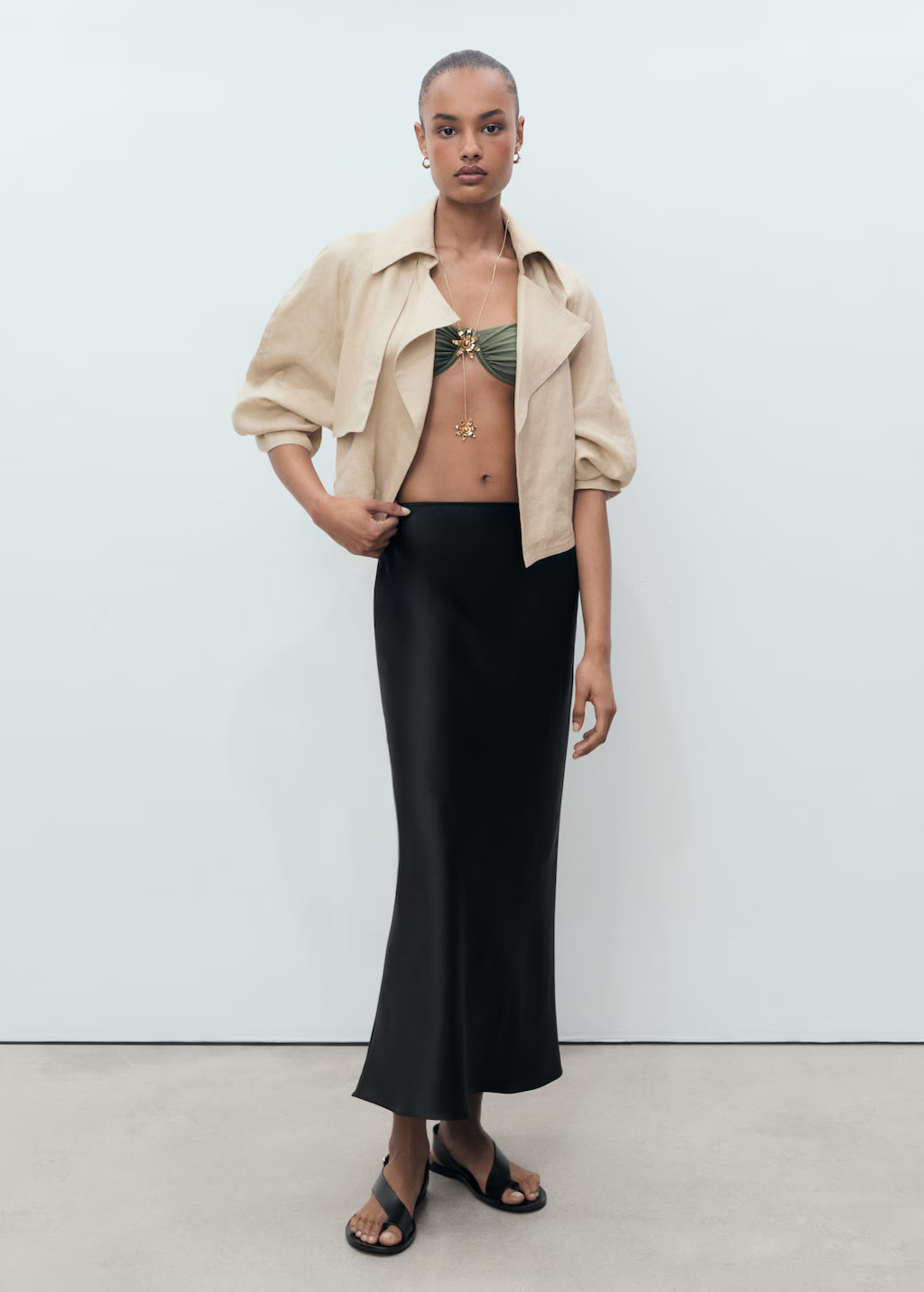 Satin long skirt black - Woman - M - MANGO | Mango (US/MX/AU)