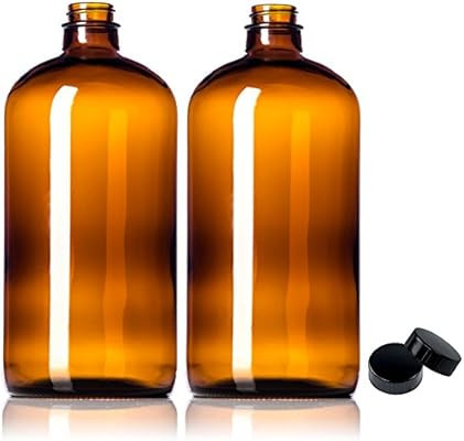 2 Pack ~ 32oz Amber Glass Growlers with Polycone Lids for a Tight Seal - Perfect for Secondary Fe... | Amazon (US)