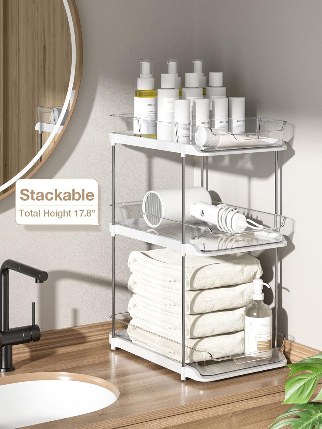 Delamu 2 Sets of 2-Tier Multi-Purpose Bathroom Under Sink Organizers and Storage, Stackable Kitch... | Amazon (US)