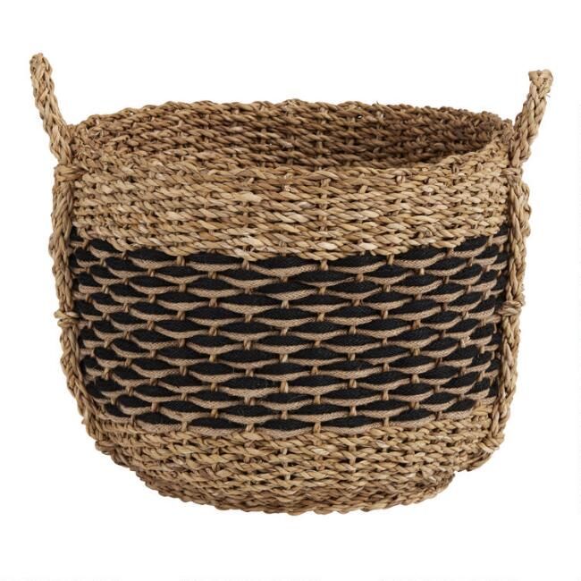 Black and Tan Seagrass and Rope Josie Basket | World Market