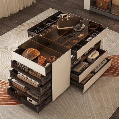 59.06" Minimalist Light Luxury Walk-in Closet Jewelry Cabinet, Double-Sided Glass Bedroom Freestanding Storage & Display Chest | Wayfair North America