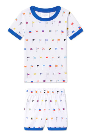 Kids Shorts Set in Nautical Flags | Lake Pajamas