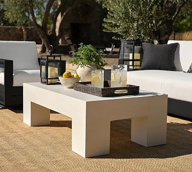 Pomona Concrete Chunky Leg Rectangular Outdoor Coffee Table (50") | Pottery Barn (US)