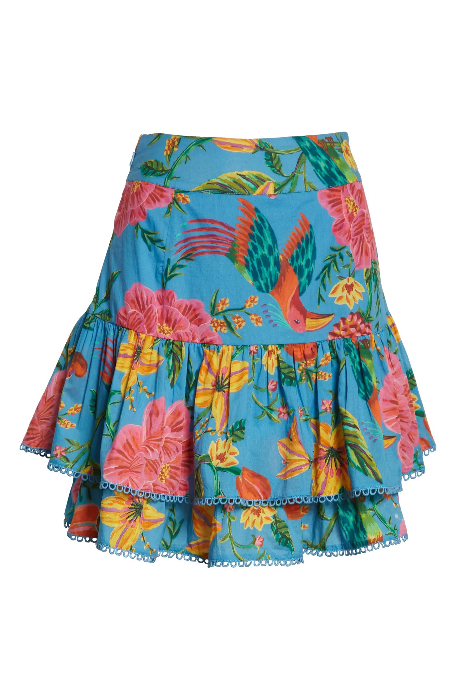Blue Toucans Garden Tiered Cotton Skirt | Nordstrom