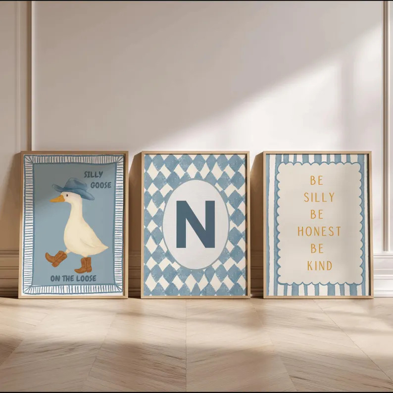 Personalized Cowboy Goose Nursery Wall Art,Be Silly Be Honest Be Kind Retro Print,Toddler Western... | Etsy (Global)