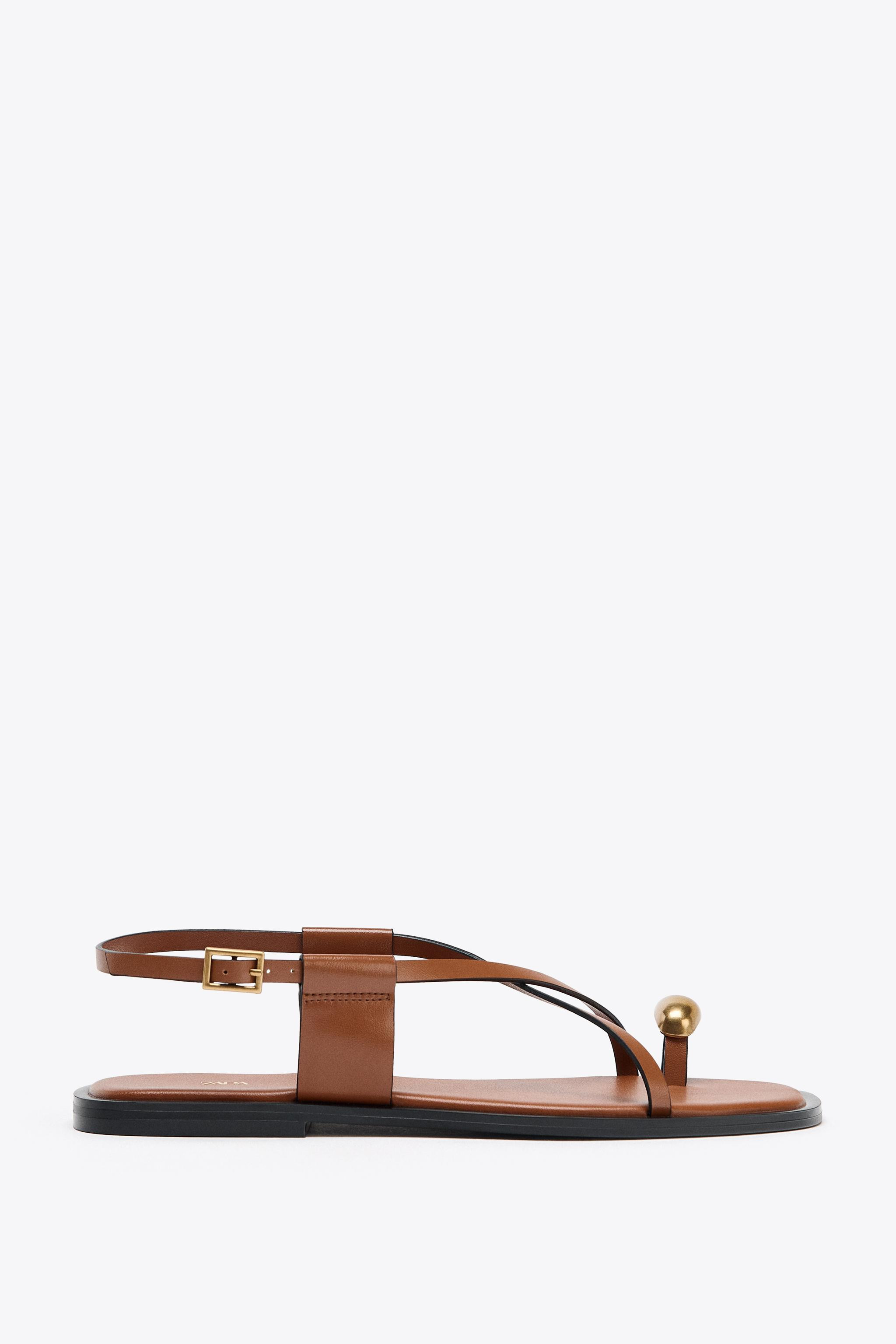 FLAT SANDALS WITH METAL TOE DETAIL | Zara UK
