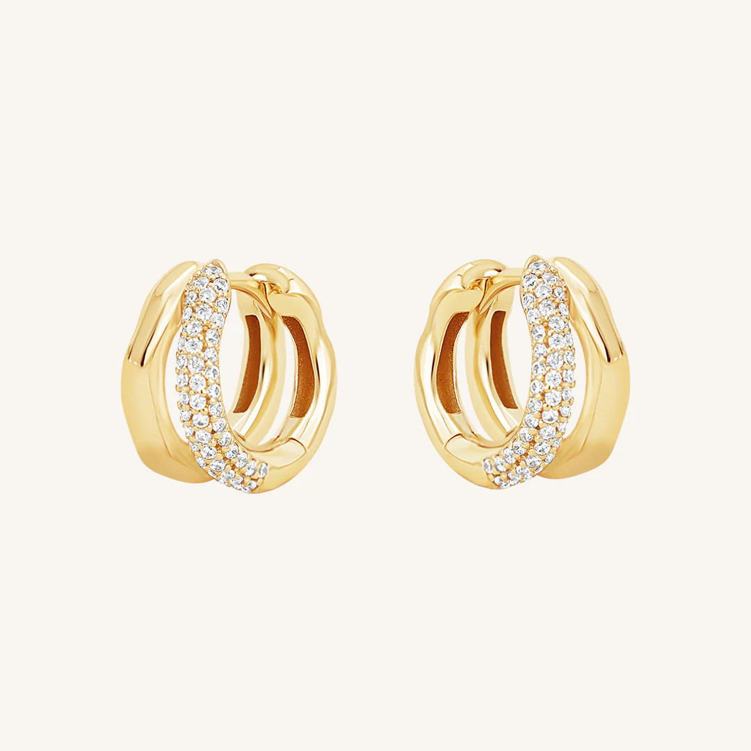 Monroe Pavé Double Huggies | Francesca Jewellery