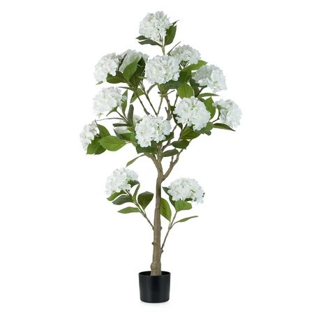 Nuptio 5ft /59Inch Artificial Hydrangea Trees-Faux Flower Plant for Home Decor Indoor Outdoor Front Door Porch 1pc | Walmart (US)