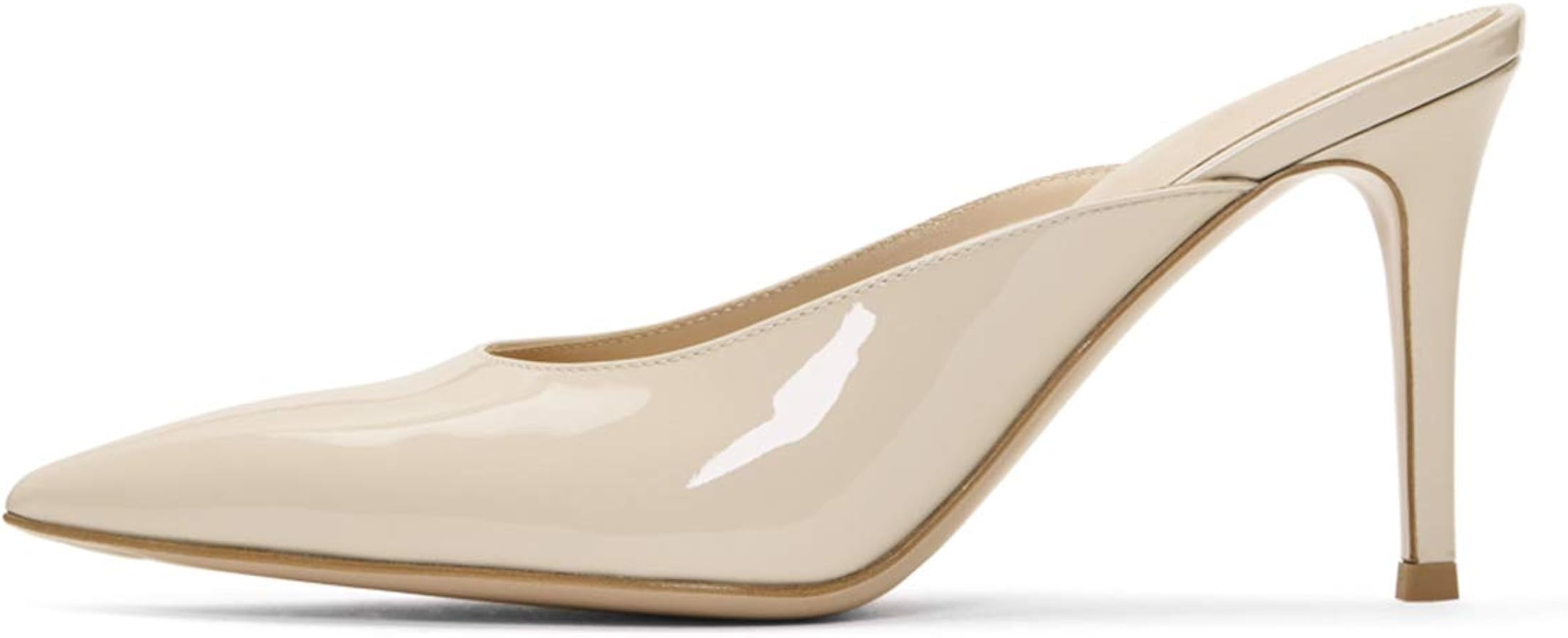 XYD Women High Heels Mules Slip On Pointed Toe Slide Sandals Patent Dress Slipper Shoes | Amazon (US)