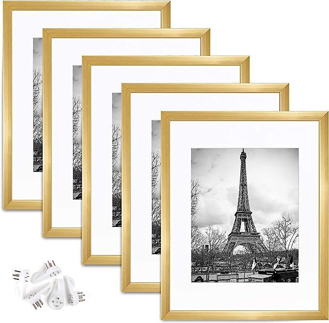 upsimples 11x14 Picture Frame Set of 5,Display Pictures 8x10 with Mat or 11x14 Without Mat,Wall G... | Amazon (US)