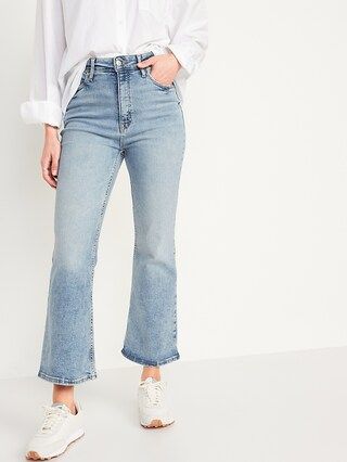 Higher High-Waisted Cropped Light-Wash Flare Jeans for Women | Old Navy (US)