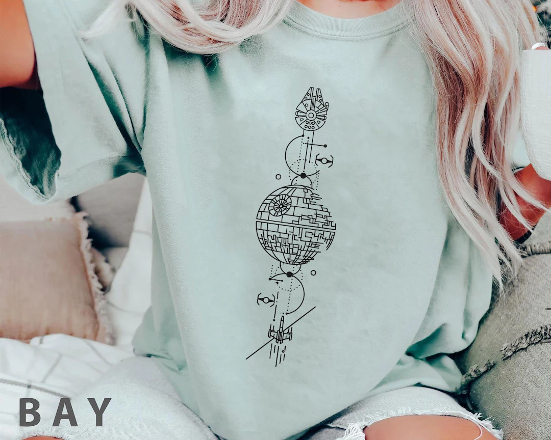 Millennium Falcon X-wing Fighter Celestial Minimalist Shirt, Star Wars Comfort Colors T-shirt, Ga... | Etsy (US)