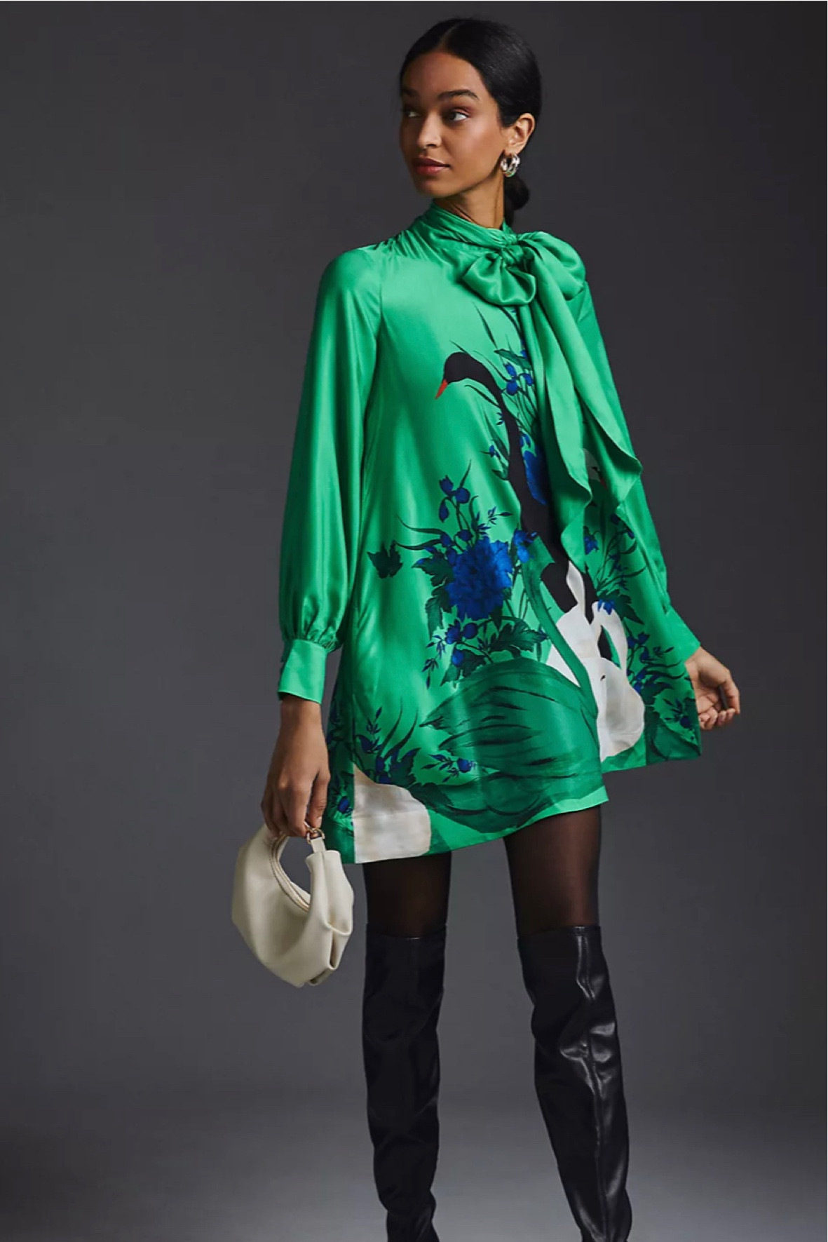 Green silk print dress with bow - love this for the holidays, date night, girls night 

#LTKSeasonal #LTKstyletip #LTKHoliday