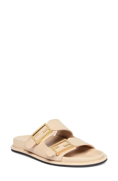 Fendi Feel Dual Strap Slide Sandal in Buff at Nordstrom, Size 9.5Us | Nordstrom