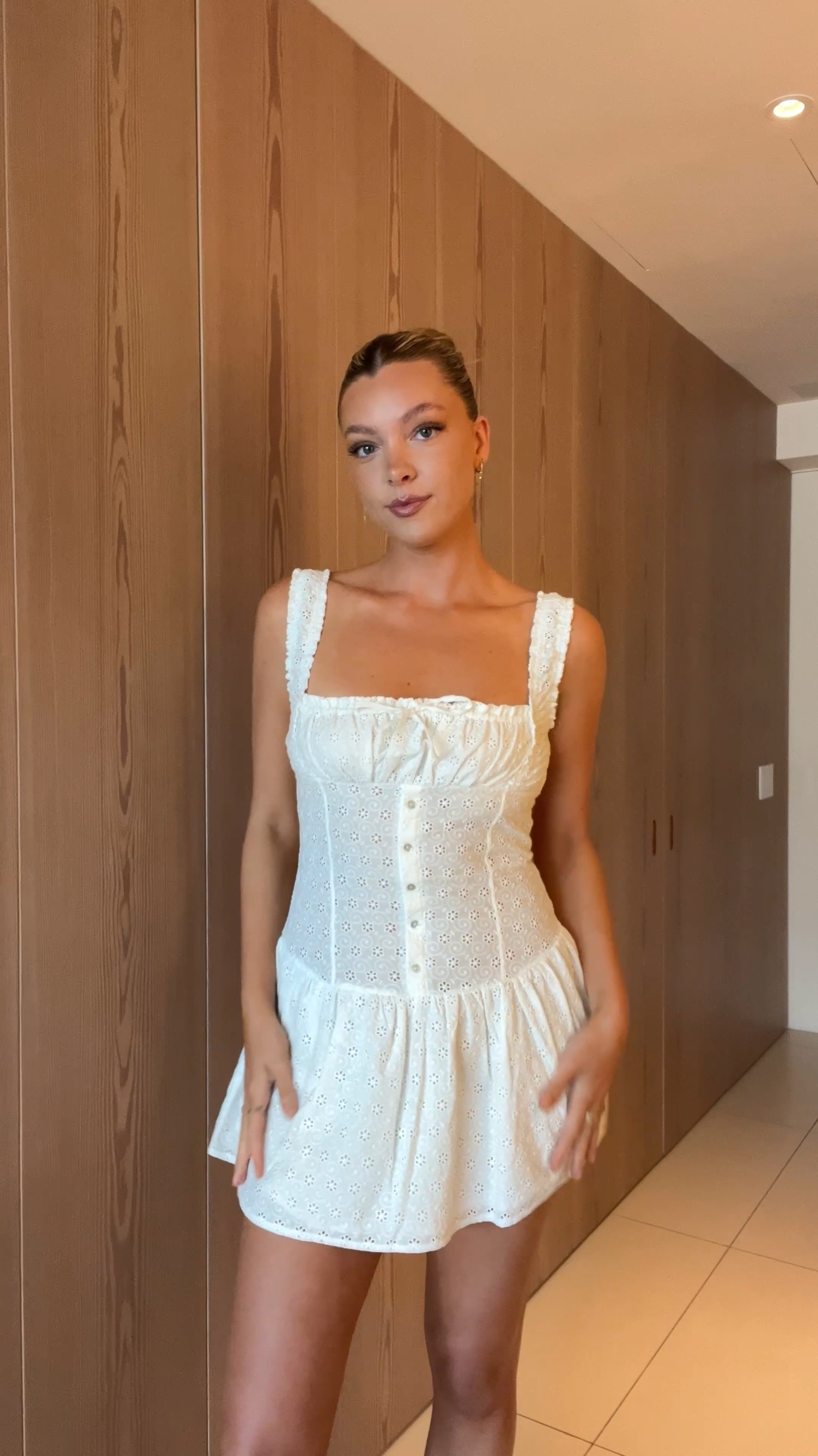 knee length dresses for ladies Christa Ruffle Mini Dress