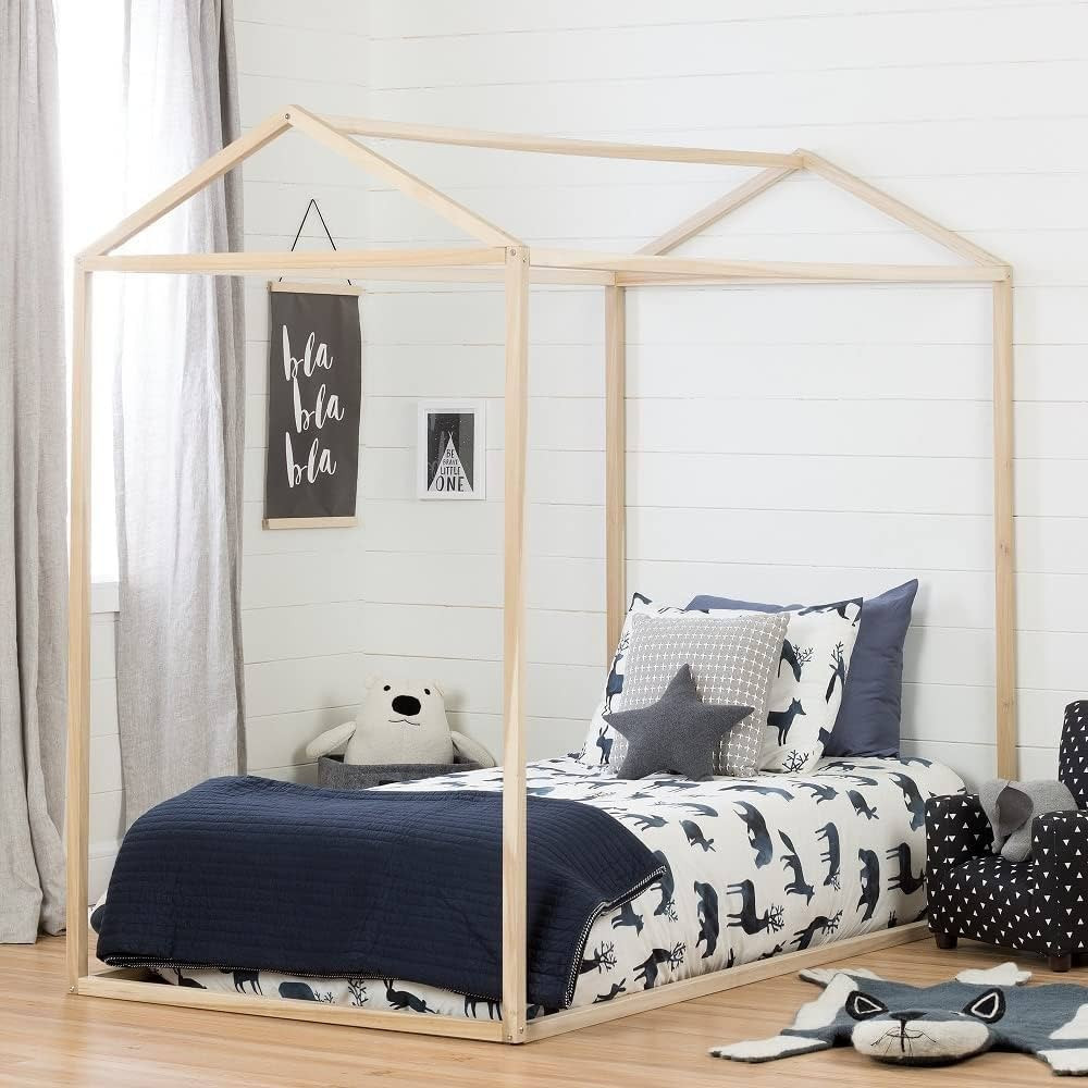 South Shore Sweedi Natural Poplar Twin House Bed | Amazon (US)