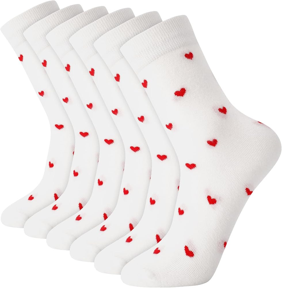 Amazon.com: 3 Pairs Heart Pattern Ankle Socks, Red Heart Crew Socks for Women Girls, US 5-9 : Clo... | Amazon (US)