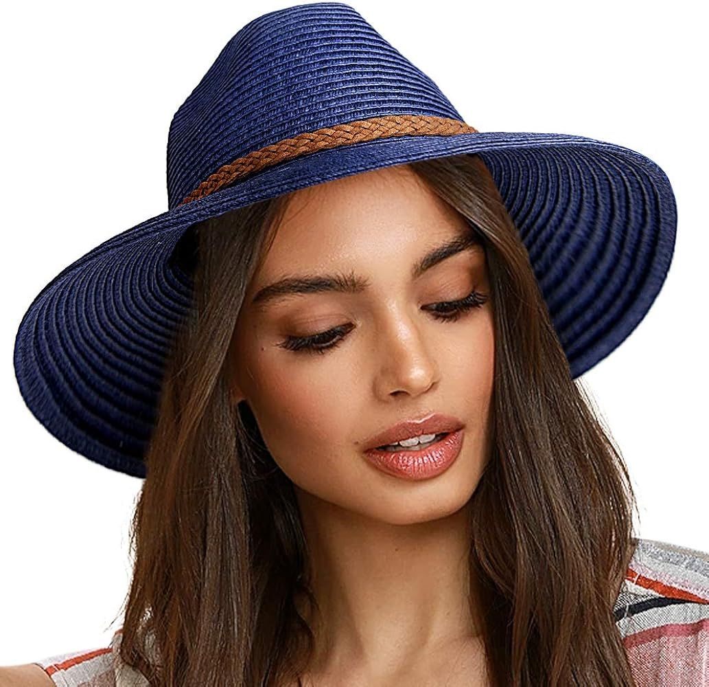 FURTALK Sun Hats for Women Summer Wide Brim UV UPF 50+ Panama Fedora Foldable Packable Straw Beach H | Amazon (US)