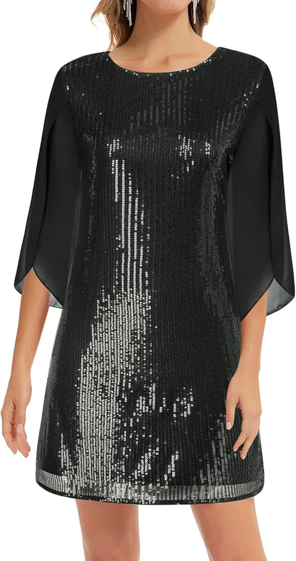 GRACE KARIN Women Chiffon Dresses 3/4 Sleeve Cocktail Dress for Party Wedding | Amazon (US)