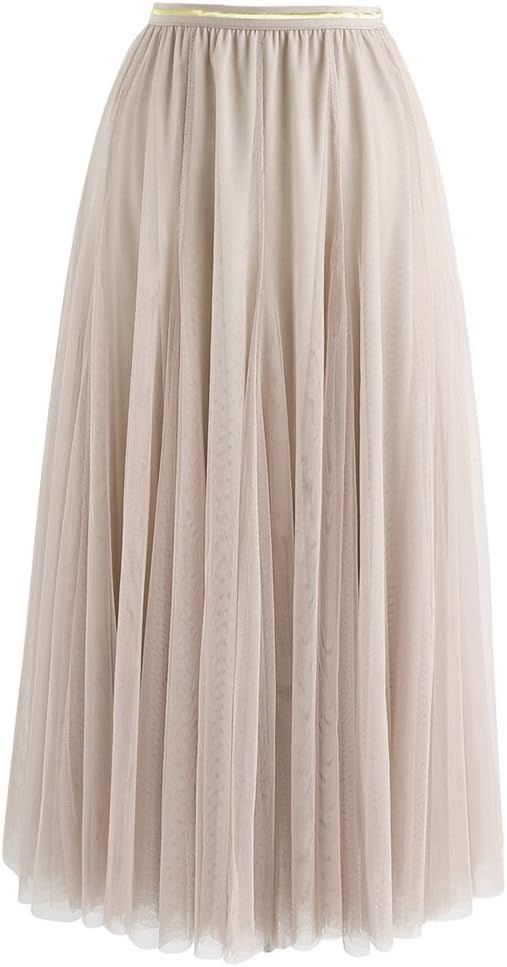 CHICWISH Women's Lilac/Cream/Grey/Pink/Black Layered Mesh Ballet Prom Party Tulle Tutu A-Line Max... | Amazon (US)