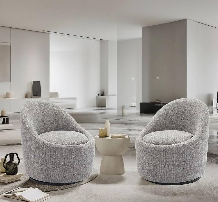 COLAMY Swivel Chair Set of 2, 360 Degree Cuddle Barrel Chairs with Hidden Storage, Modern Small R... | Amazon (US)