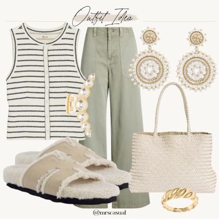 Striped tank and olive cargo style wide leg pants spring outfit 

#LTKfindsunder100 #LTKSeasonal #LTKshoecrush