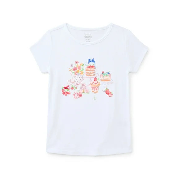 Wonder Nation Girls Embellished Graphic Tee with Short Sleeves, Sizes 4-18 & Plus | Walmart (US)