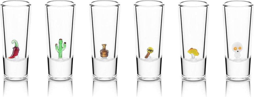IOC - Viva Mexico Handmade Handblown tequila shots set of 6 - ideal for kitchen decorations, Mexi... | Amazon (US)