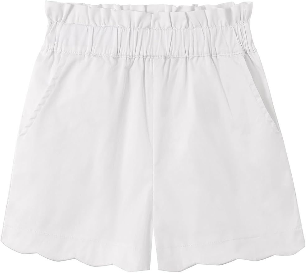 Noomelfish Girls Scalloped Stretch Twill Pull On Shorts with Pockets (5-12 Years) | Amazon (US)