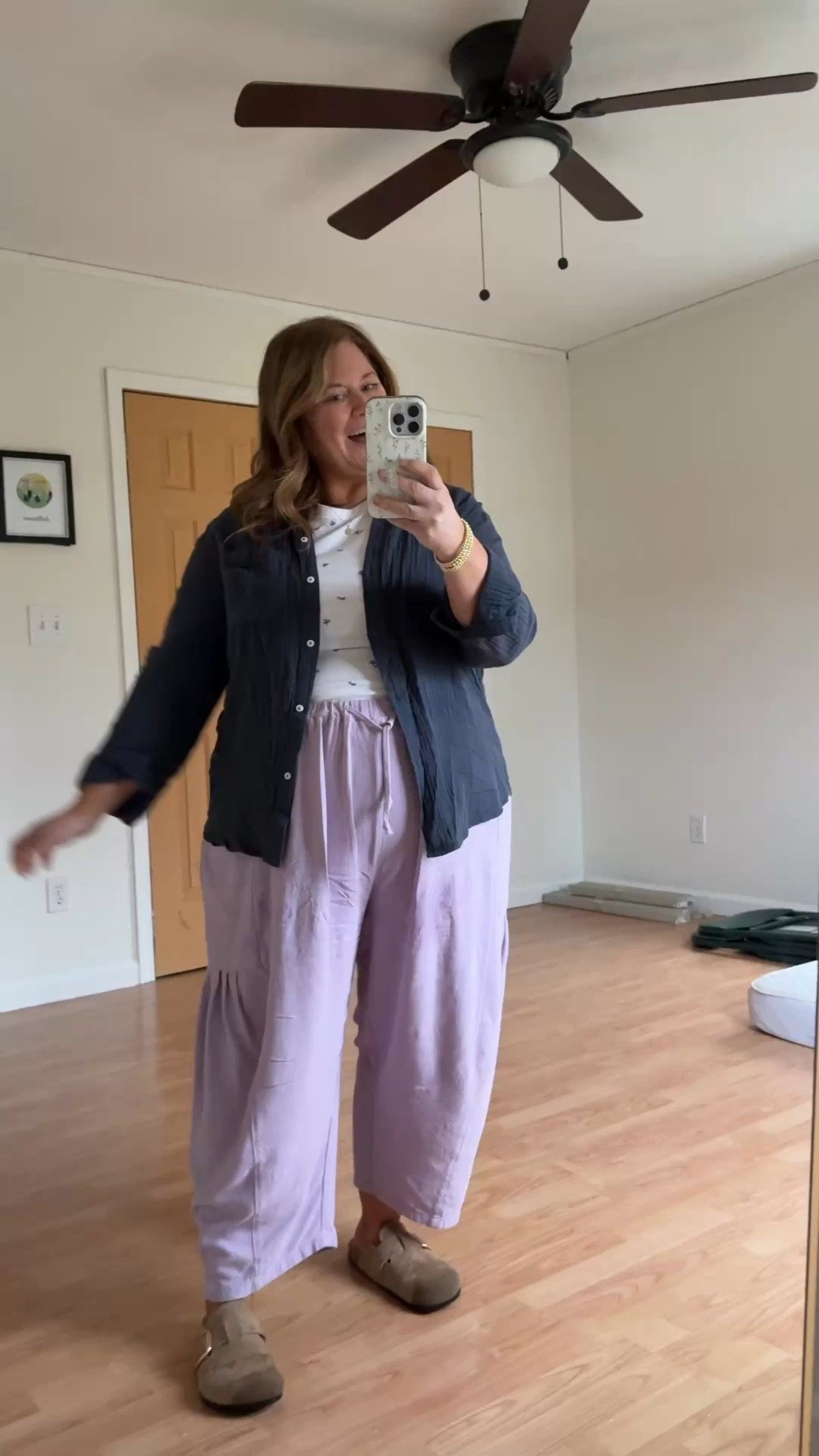 Teacher outfit! Wearing a large in my quince gauze button down, XL in the tee, and a large in my linen pants. 

#LTKMidsize #LTKBump #LTKWorkwear