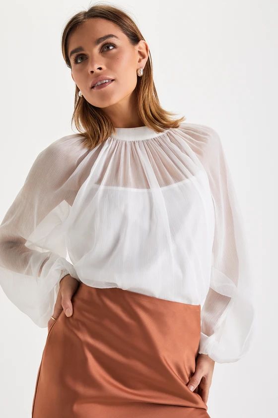 Angelically Airy White Balloon Sleeve Top | Lulus (US)