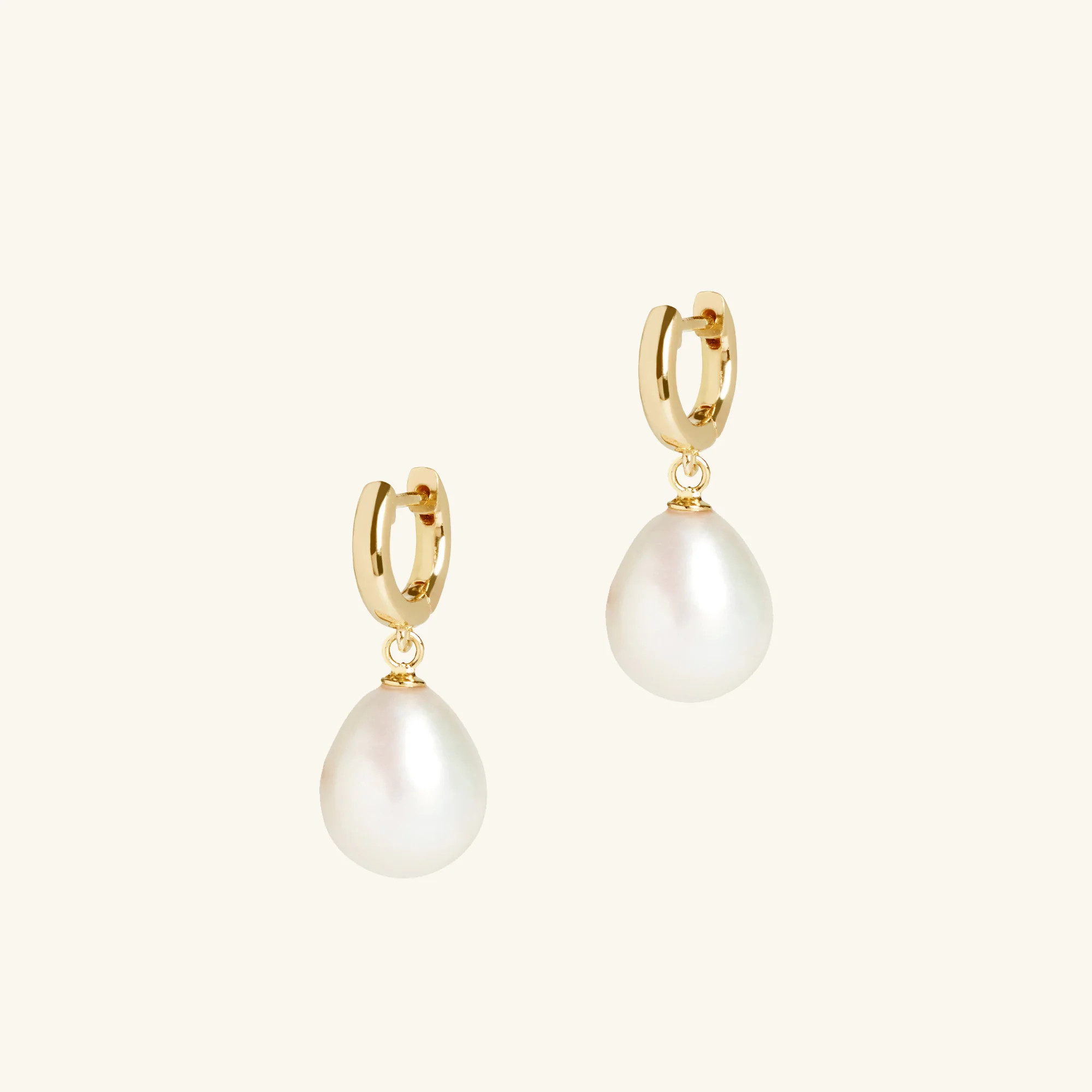 Pearl Charm Hoop Earrings Gold | Gold Hoop Earrings| Muru | Muru Jewellery.