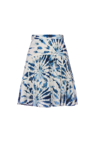 Riviera Skirt Blue Tie Dye Charmeuse | Charlotte Brody