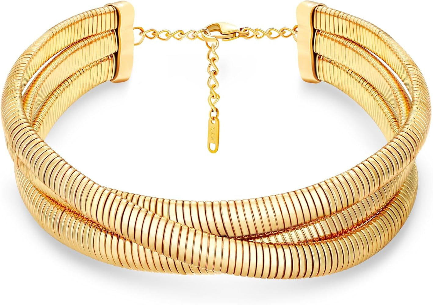 MISS RIGHT Chunky Gold Chain Statement Choker Necklace for Women Trendy, 14K Gold Plated Thick Sn... | Amazon (US)