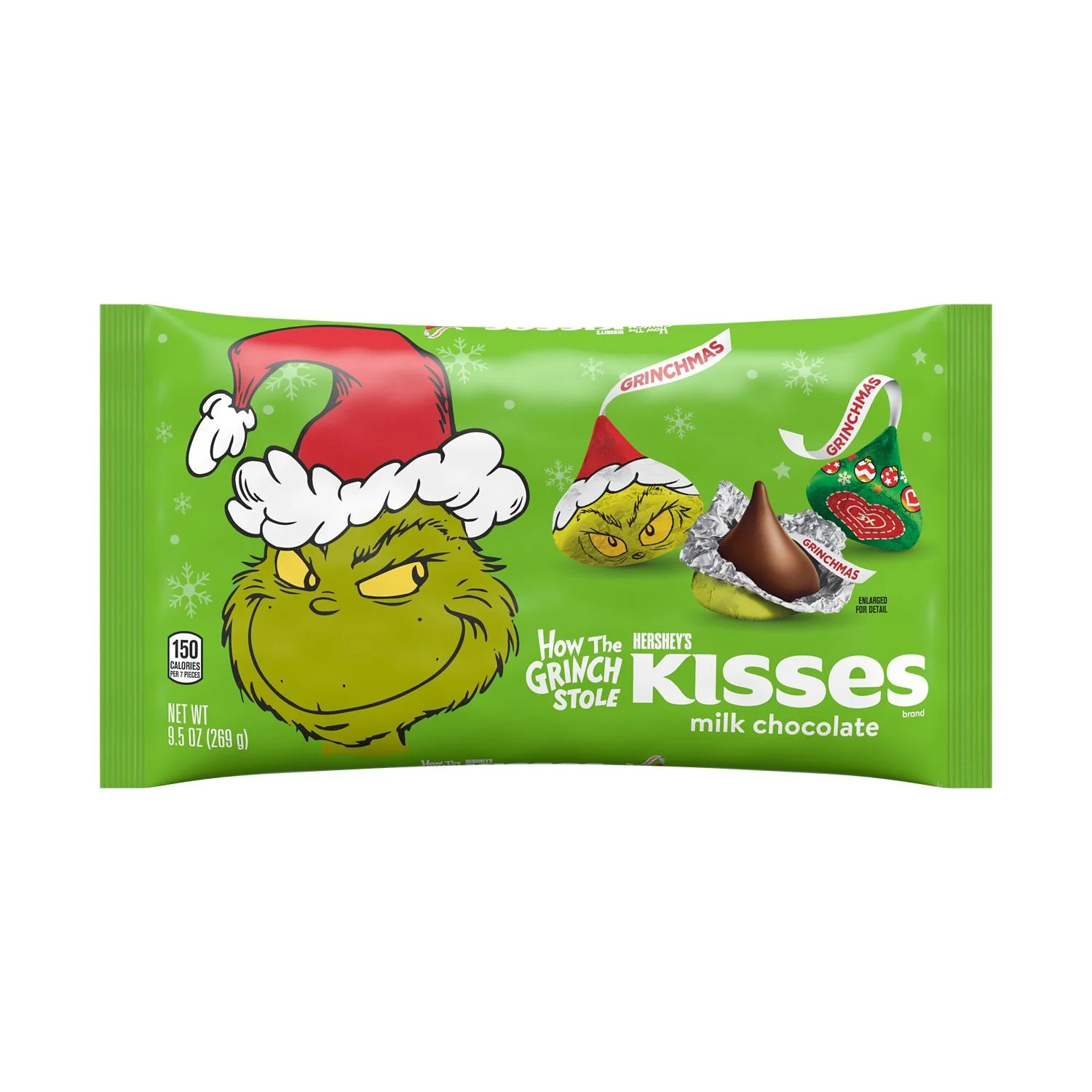 HERSHEY'S, KISSES Grinch Milk Chocolate Candy, Holiday, 9.5 oz, Bag | Walmart (US)