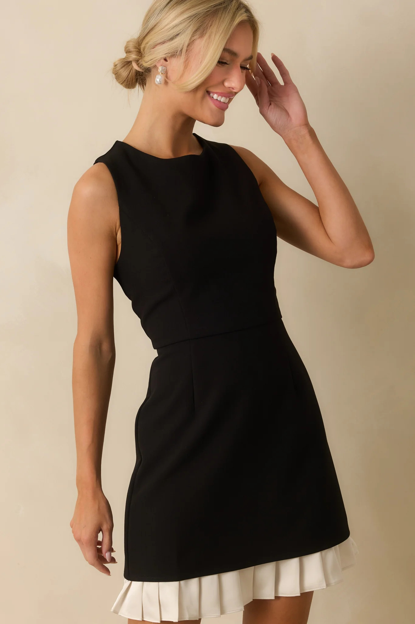 Let Me Remind You Black Ruffle Hem Structured Mini Dress | Red Dress