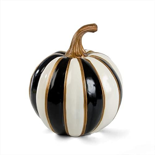 MacKenzie-Childs Black-and-White Stripe Small Decorative Pumpkin for Fall Decor, Autumn Decorations  | Amazon (US)