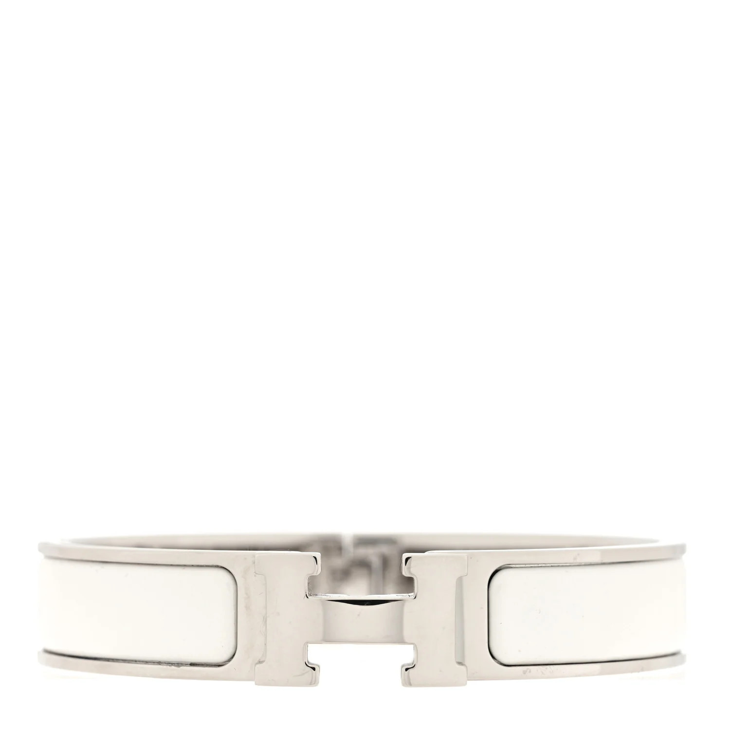 Enamel Narrow Clic Clac H Bracelet GM White | FASHIONPHILE (US)