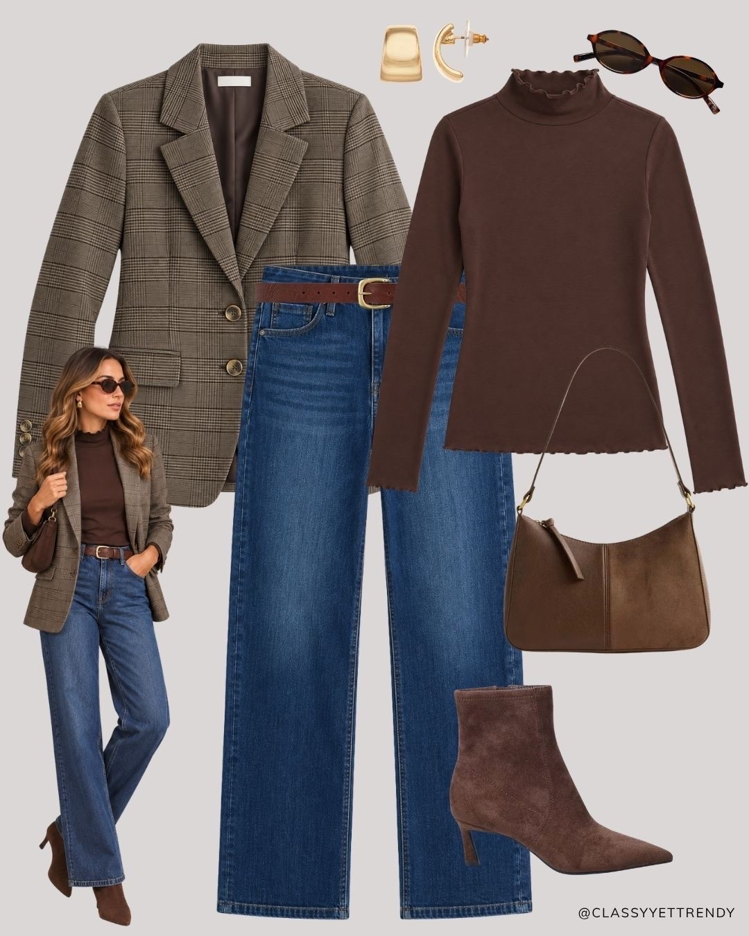 Modern Heritage Autumn Neutrals Capsule: 12 Tops, Bottoms, Layers and Shoes, many outfits! ✔️ Create several looks with classic and timeless staples - including wide-leg jeans, white shirt, navy sweater, mock neck top - elevated with just a few seasonal gems like an argyle cardigan, plaid blazer and heeled boots.🍂 Effortless, versatile, and polished!🤎 Which outfit is your favorite? 

#fallstyle #autumnvibes #autumnoutfit #browntones #capsulewardrobe