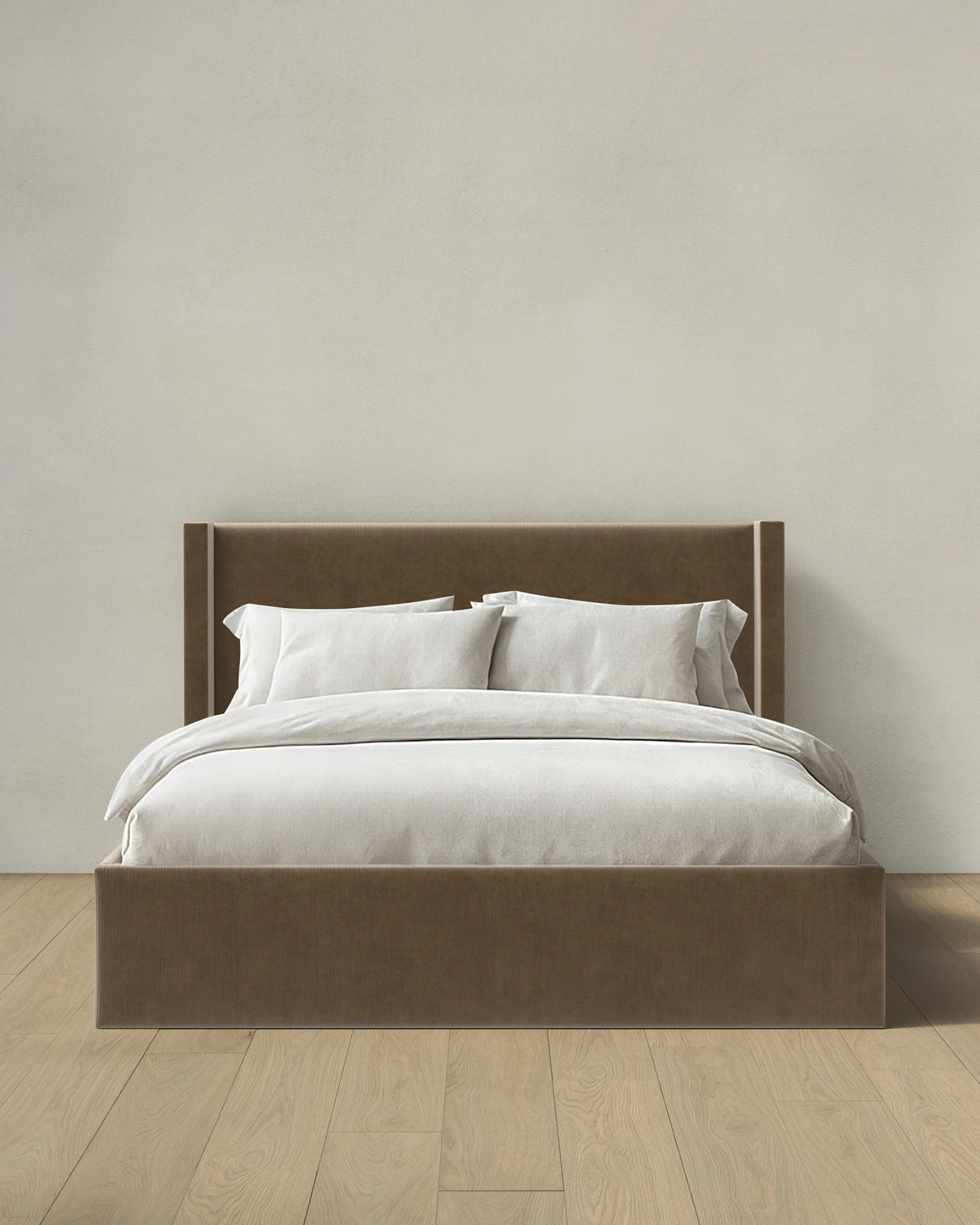 Quince | Performance Velvet Wingback Bed in Moss, Size King | Quince