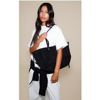 Black Faux Suede Contrast Handle Tote Bag | PrettyLittleThing US