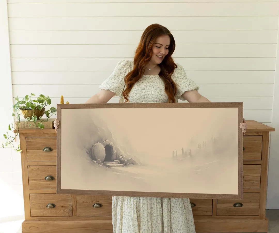 Framed He is Risen Christ Empty Tomb Biblical Art Print Religious Wall Decor Christian Home Faith... | Etsy (US)