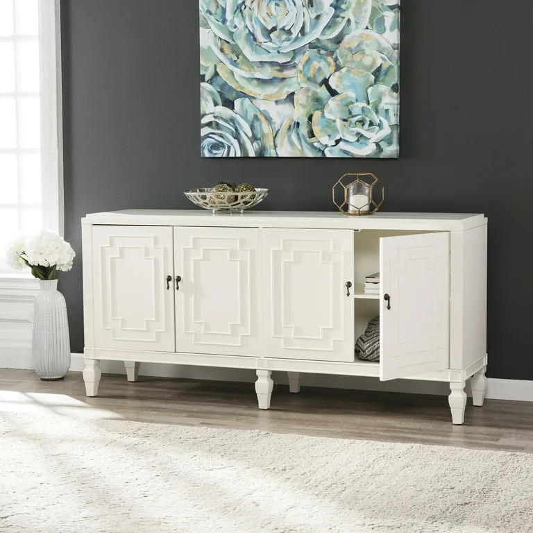 SEI Furniture Tropman Low Profile Accent Cabinet in Antique White | Walmart (US)