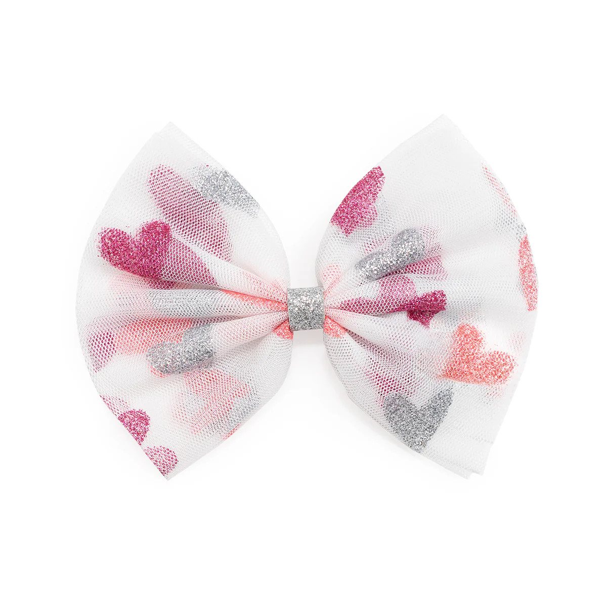 Glitter Heart Tulle Bow Clip | Sweet Wink