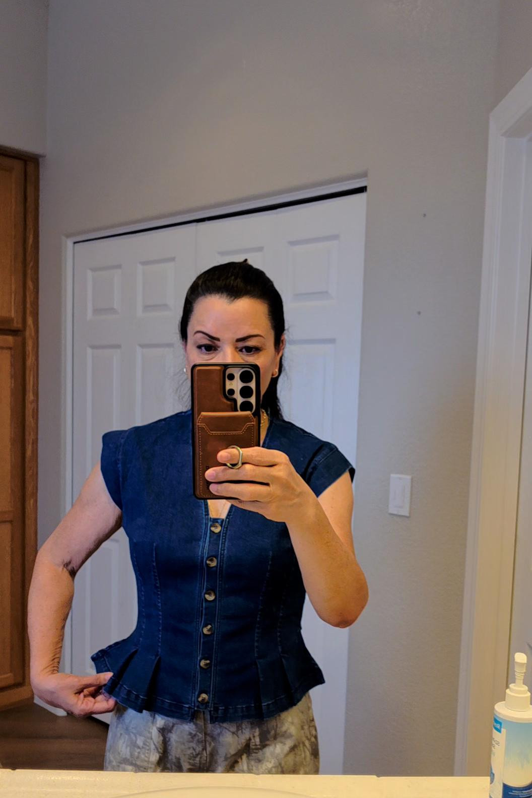 Just in! I received this today and wanted to show you right away, I'll make a better video later. But look how sweet this top is!! 😍 perfect for summer, dress up or down. Figure flattering too 😉#denimtop#summertime#figureflattering #midlifefashion 

#LTKOver40 #LTKSaleAlert #LTKootd