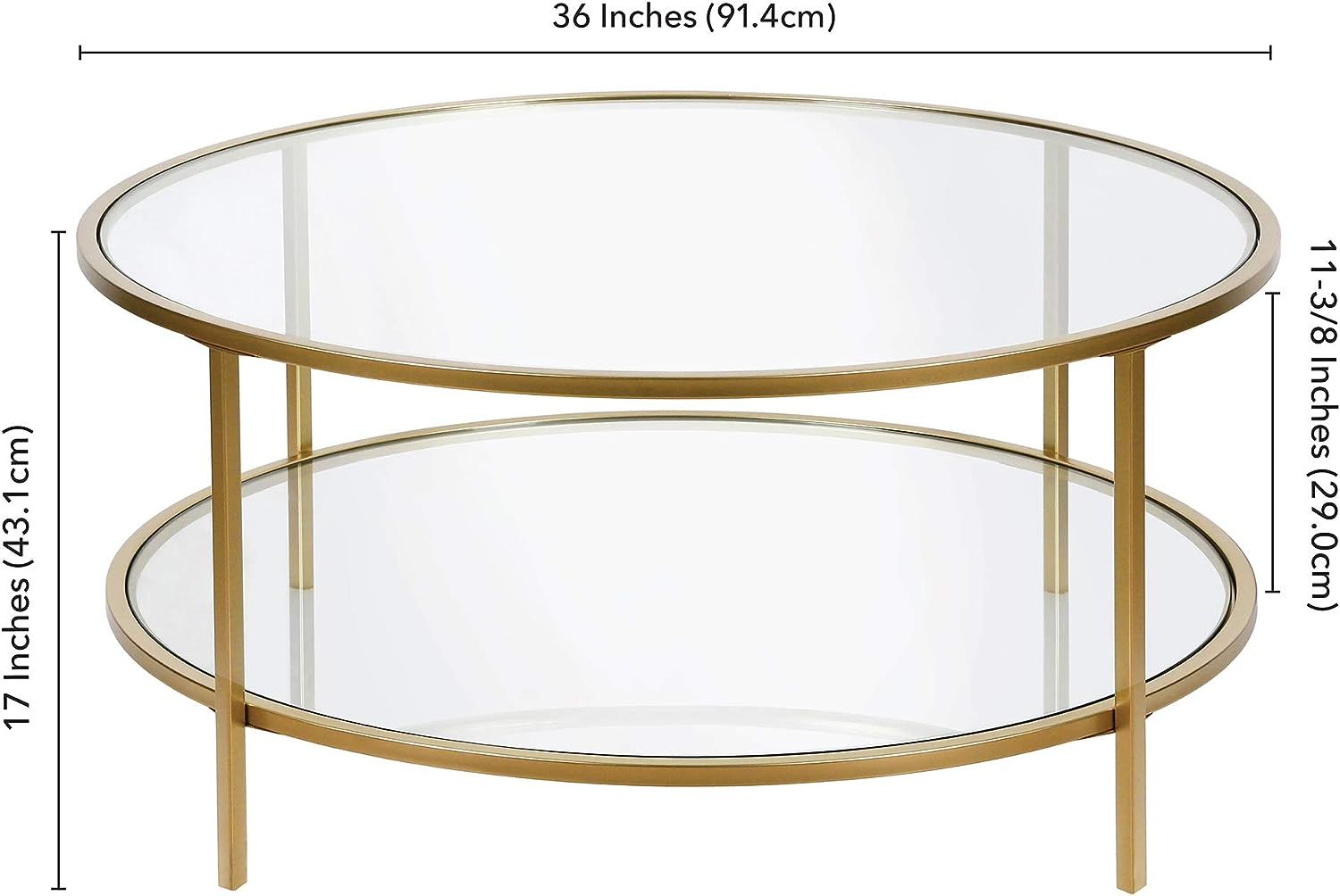 Henn&Hart Round coffee table, Gold, 17" H x 36" L x 36" W | Amazon (US)