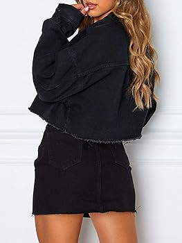 Jean Jacket Women Oversized Black Denim Jacket | Amazon (US)